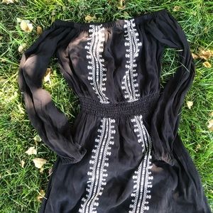 Off the shoulder black long sleeve dress